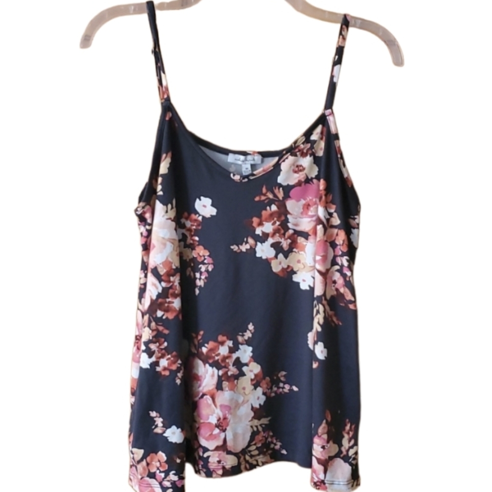 White Birch Womans Floral Spaghetti Strap Tank Top Size Medium